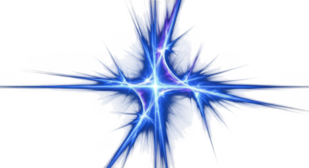 Abstract blue starburst design with sharp, radiating lines isolated on transparent background