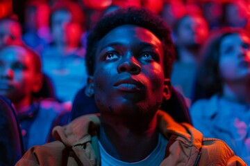 Obraz premium Young man watching a movie in a theater