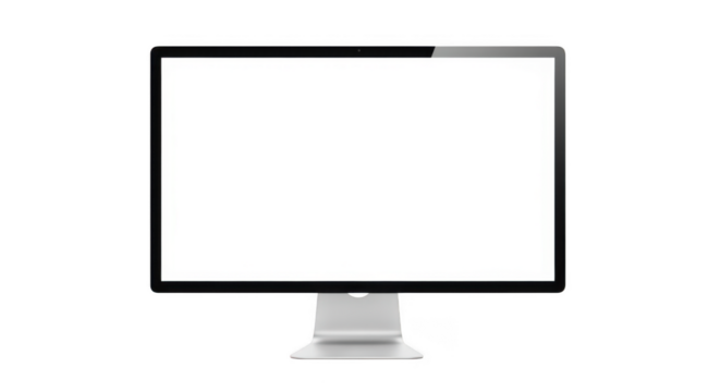 Modern computer monitor with a blank white screen isolated on transparent background