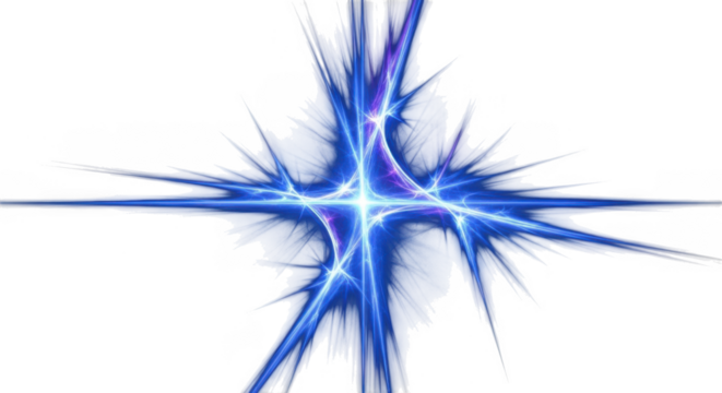 Abstract blue starburst design with sharp, radiating lines isolated on transparent background