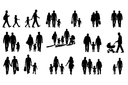 Silhouette people walking