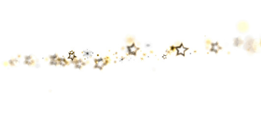 Sparkling golden star and glitter stream against a white background. Perfect for celebrations, festive designs, and elegant visual projects. Ide