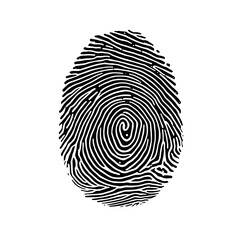 Minimal vector design of tech fingerprint pattern made with precise thin lines, monochrome