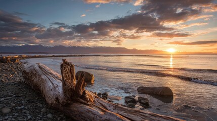 Obraz premium Vancouver Island Comox. Stunning December Sunrise at Goose Spit Regional Park, Comox Valley