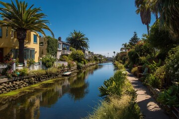 Fototapeta premium Venice California Canal. Beautiful Canal Scene in Sunny California