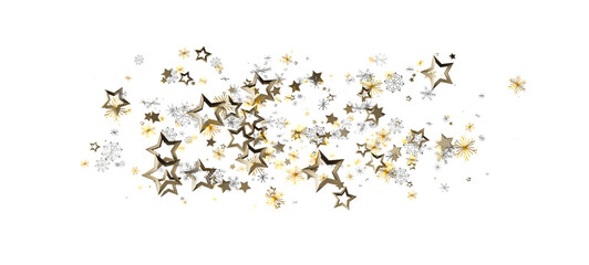 Stunning golden star bursts illustration for festive designs, holiday cards, Christmas greetings. Sparkling stars pattern isolated on white. Cel © vegefox.com