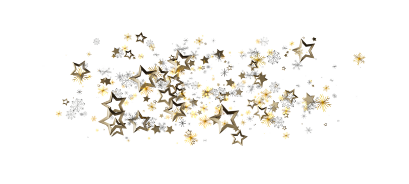 Stunning golden star bursts illustration for festive designs, holiday cards, Christmas greetings. Sparkling stars pattern isolated on white. Cel