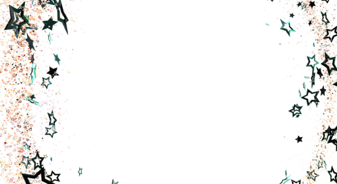 Festive stars frame on white background, suitable for holiday greeting cards, party invitations or celebrations design. Star confetti border, ha - Powered by Adobe