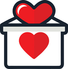 Heart inside a gift box icon with ribbon and bow