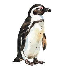 Vector watercolor Humboldt Penguin / 水彩テイストのフンボルトペンギンイラスト