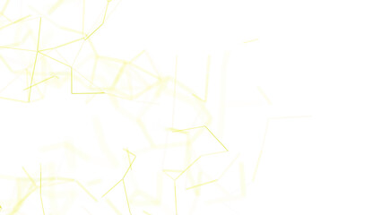 Abstract geometric design with yellow connecting lines forming a network on a white background. Ideal for concepts of technology, connection and