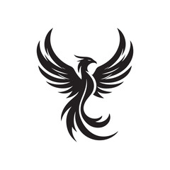 Modern Black Phoenix  Logo — Minimal Abstract Symbol