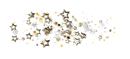 Beautiful and festive gold star and snowflake elements, perfect for holiday designs, Christmas celebrations, and elegant invitations against a c