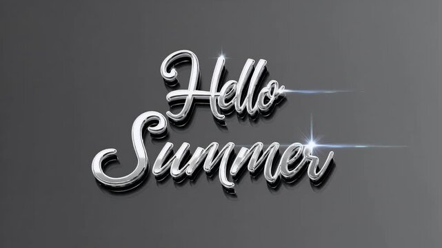 shimmering 4K animation silver &ldquo;Hello Summer&rdquo; text sparkling effects transparent background ideal festive design greeting banners social posts