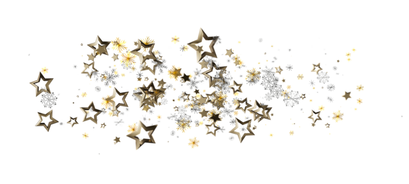 Beautiful and festive gold star and snowflake elements, perfect for holiday designs, Christmas celebrations, and elegant invitations against a c