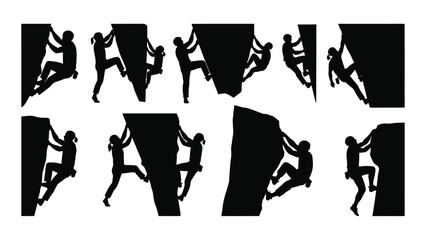 Rock climbing silhouettes collection isolated on transparent background, Vector © MDRaisul