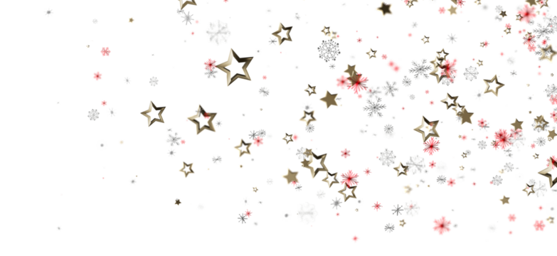 Christmas and holiday season background with golden stars, snowflakes, and festive elements on a white backdrop. Perfect for greetings and winte