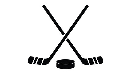 Ice Hockey Elements: An abstract image featuring crossed hockey sticks and a puck, symbolizing the thrill and precision of ice hockey. 