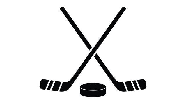 Ice Hockey Elements: An abstract image featuring crossed hockey sticks and a puck, symbolizing the thrill and precision of ice hockey. 