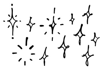 ペンで手書きしたベクター素材。キラキラのマーク。