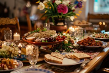 Beautifully arranged dinner table with various dishes