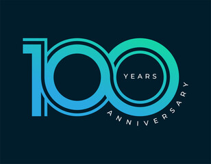 100 Years Anniversary design vector illustration. Unique 100 years logo design template. In modern color