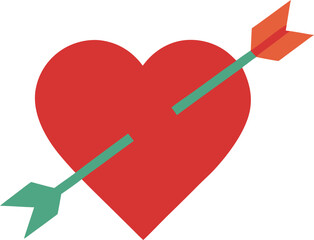Romantic heart pierced by an arrow icon