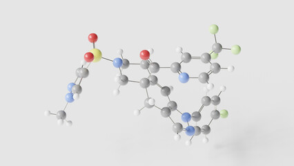 relacorilant molecule 3d, molecular structure, ball and stick model, structural chemical formula antiglucocorticoids