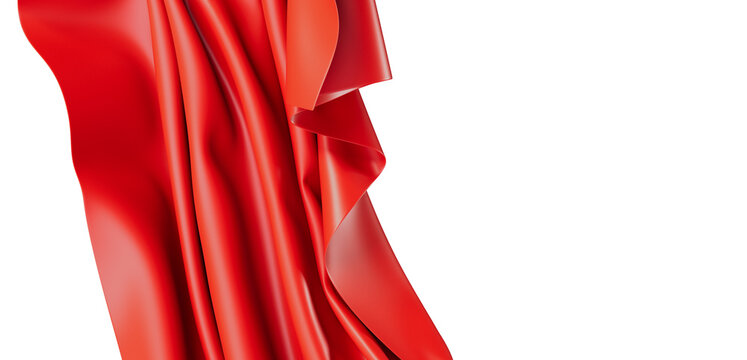 Elegant red satin fabric in flowing folds, ideal for backgrounds or creative projects. Captures movement, richness and depth.