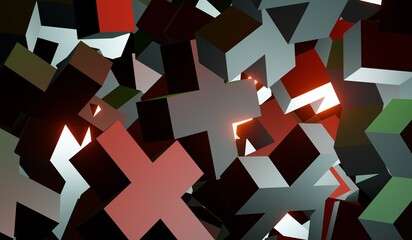 Plus shape, technology background, 3D illustration