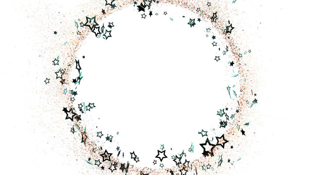 Abstract background with a circle of stars and particles on a white surface. Perfect for holiday, celebration, and festive design themes.