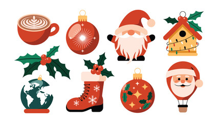 Christmas Collection: A festive collection of holiday icons including ornaments, Santa, and cheerful festive symbols.