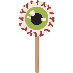 Spooky Eyeball Lollipop Treat Halloween Candy Flat Design Style Isolated On White Background