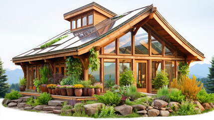 Stunning sustainable home design blends nature and architecture with vibrant garden, offering a peaceful retreat with modern living and unique style in natural setting