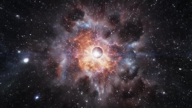 Supernova explosion in deep space