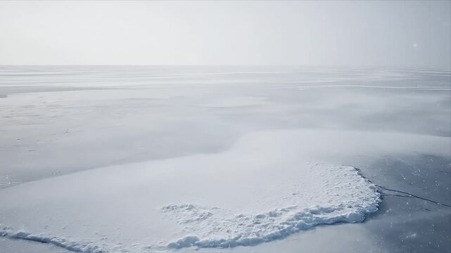Vast Arctic Winter Landscape Expansive Frozen Ice Field and Snow Covered Wilderness Serene Nature Scenery of a Cold Desolate Environment with White Horizon