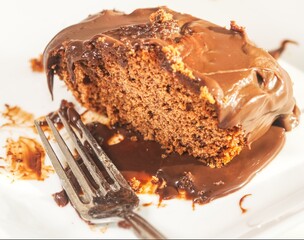 chocolate cake on white plate