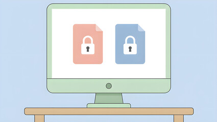 Data Security, Digital Protection, File Encryption on Computer