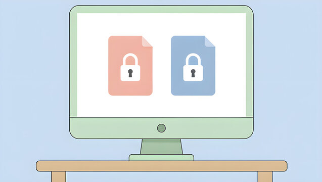 Data Security, Digital Protection, File Encryption on Computer