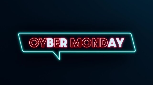Cyber Monday, sales banner. Marketing, discount, retail, shopping event, low prices, commercial sign. 3D animation