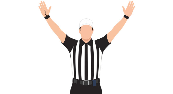 American Football Referee Signal Touchdown Graphic on White