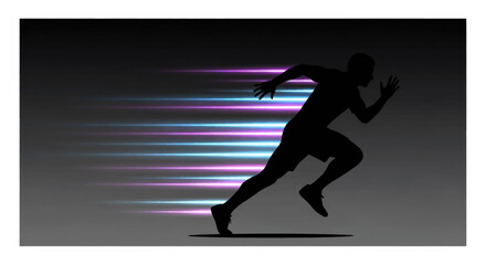 Abstract Runner Silhouette with Motion Blur Light Trails Speed and Performance