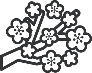 Fototapeta premium 梅の木のアイコン（線画）のイラスト