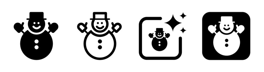 Happy snowman icon vector illustration in transparent PNG for winter Christmas decorations and outdoor festive design concepts