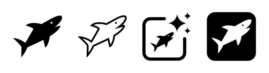 bold shark icon and fish sign vector illustration in transparent PNG format for modern ocean design and aquatic branding concepts