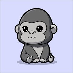 Adorable Gorilla Illustration A Cute Cartoon Baby Ape for Wildlife Designs