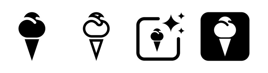 Colorful ice cream cone icon vector illustration in transparent PNG for food, children, and festival carnival design concepts