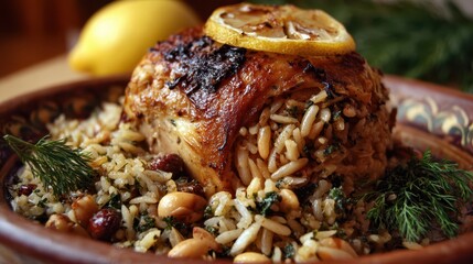 Wild Rice Stuffing: Traditional Chicken Stuffed with Basmati Rice and Pine Nuts