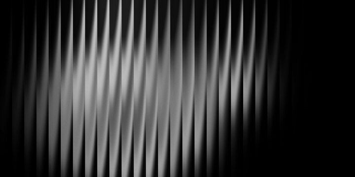 Black white striped gradient background with wave distortion and light texture for premium UI headers, minimal banners, and elegant covers