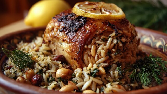 Wild Rice Stuffing: Traditional Chicken Stuffed with Basmati Rice and Pine Nuts
